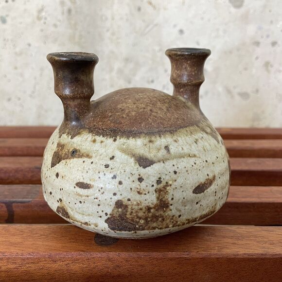 Vintage MCM 1960’s Studio Pottery Double Necked Art Vase - Picture 1 of 5